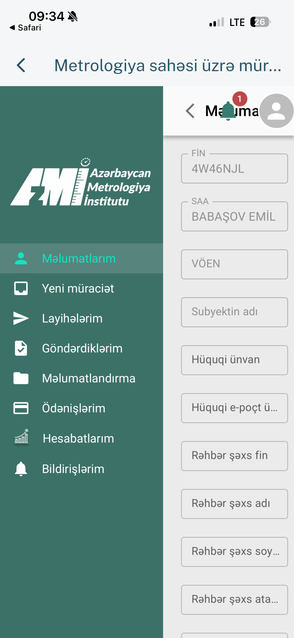 Metrologiya xidmətlərinin rəqəmsal idarəetmə platforması – Metrologiya Alt Modulu (MAM)