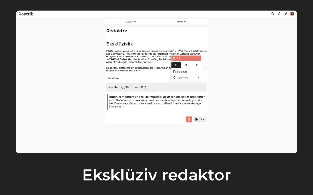 Poscrib - Peşəkarlar üçün şəbəkə