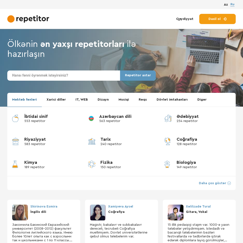 Repetitor.az — repetitor axtarışı platforması