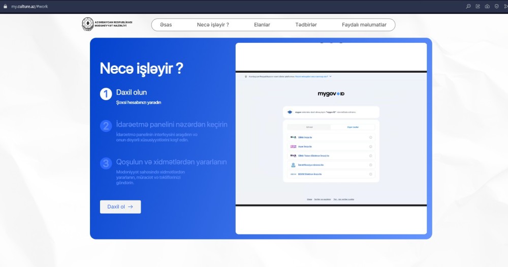 "MyCulture" vahid şəxsi kabineti