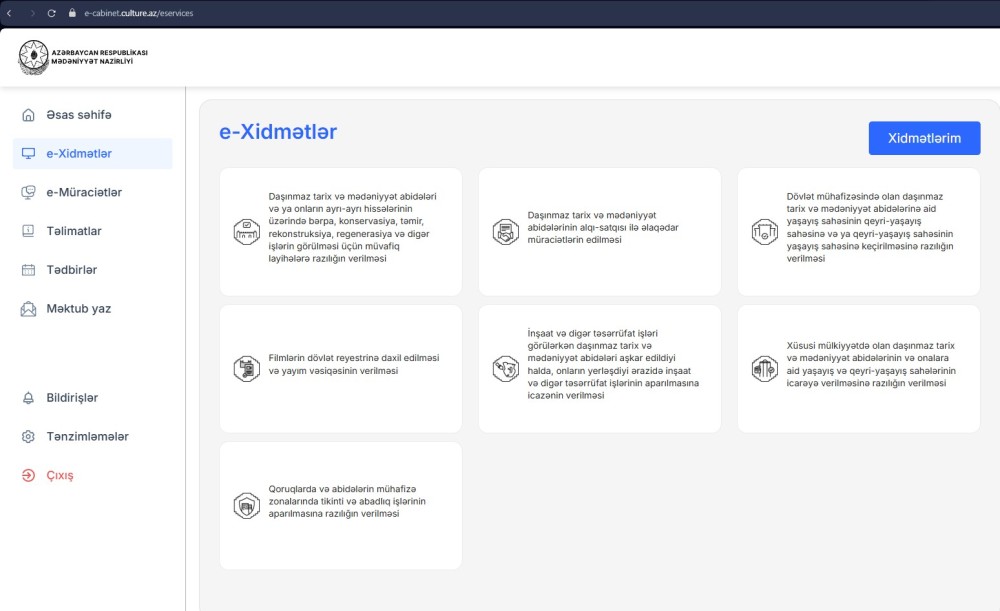 "MyCulture" vahid şəxsi kabineti