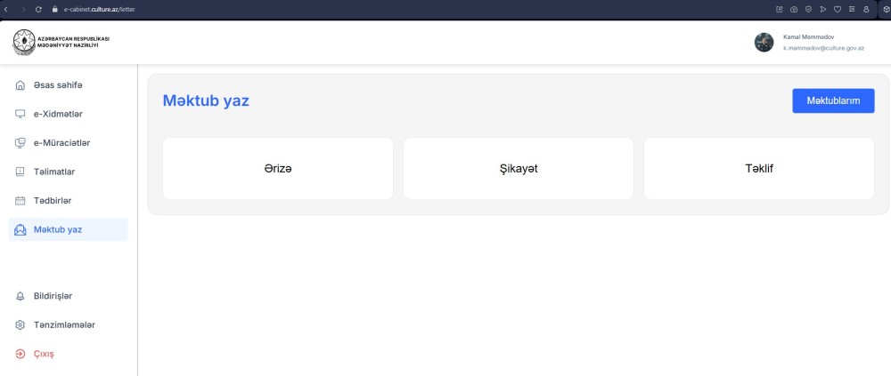 "MyCulture" vahid şəxsi kabineti