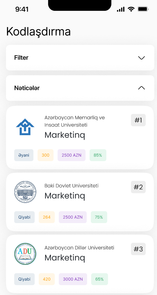 SmartAbituriyent - İxtisas seçimi 1 klikdə