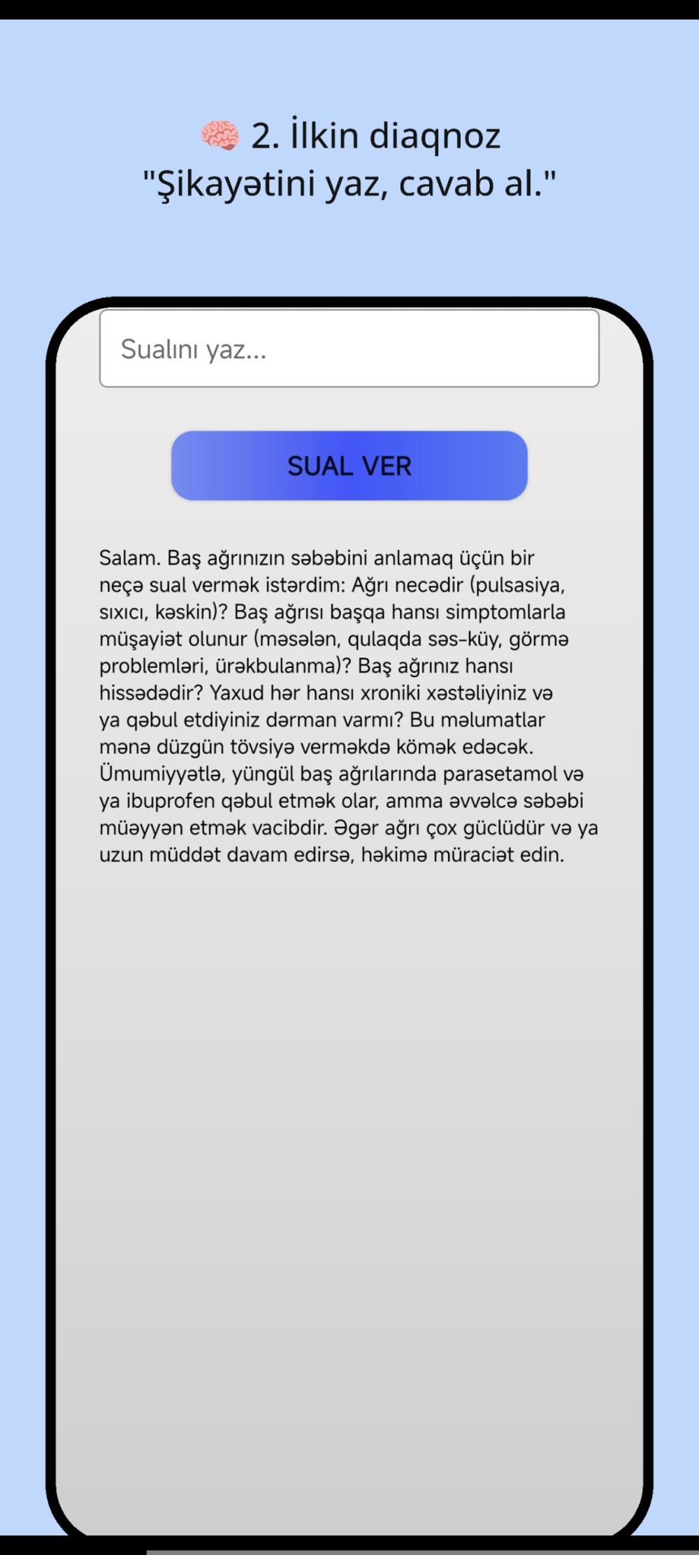 E-Həkim – Süni İntellektlə Dəstəklənən Mobil Səhiyyə Köməkçisi