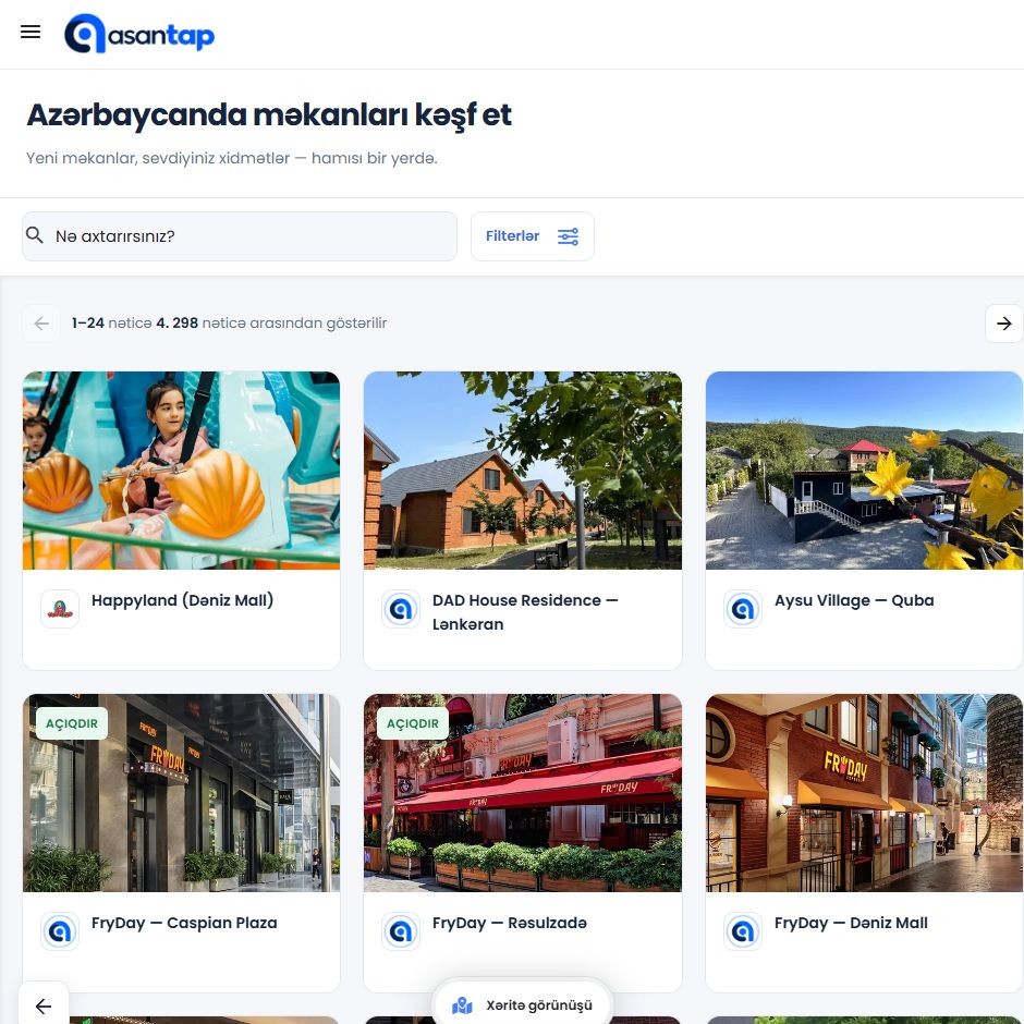 Asantap.com — Məkanlar, fəaliyyətlər və vakansiyalar platforması