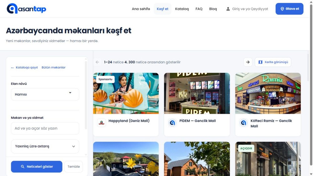 Asantap.com — Məkanlar, fəaliyyətlər və vakansiyalar platforması