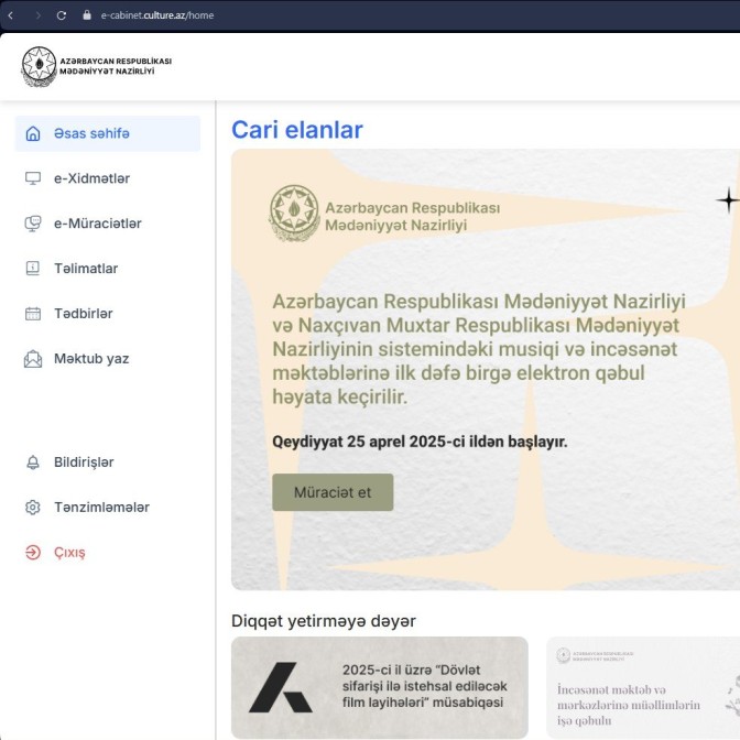 "MyCulture" vahid şəxsi kabineti